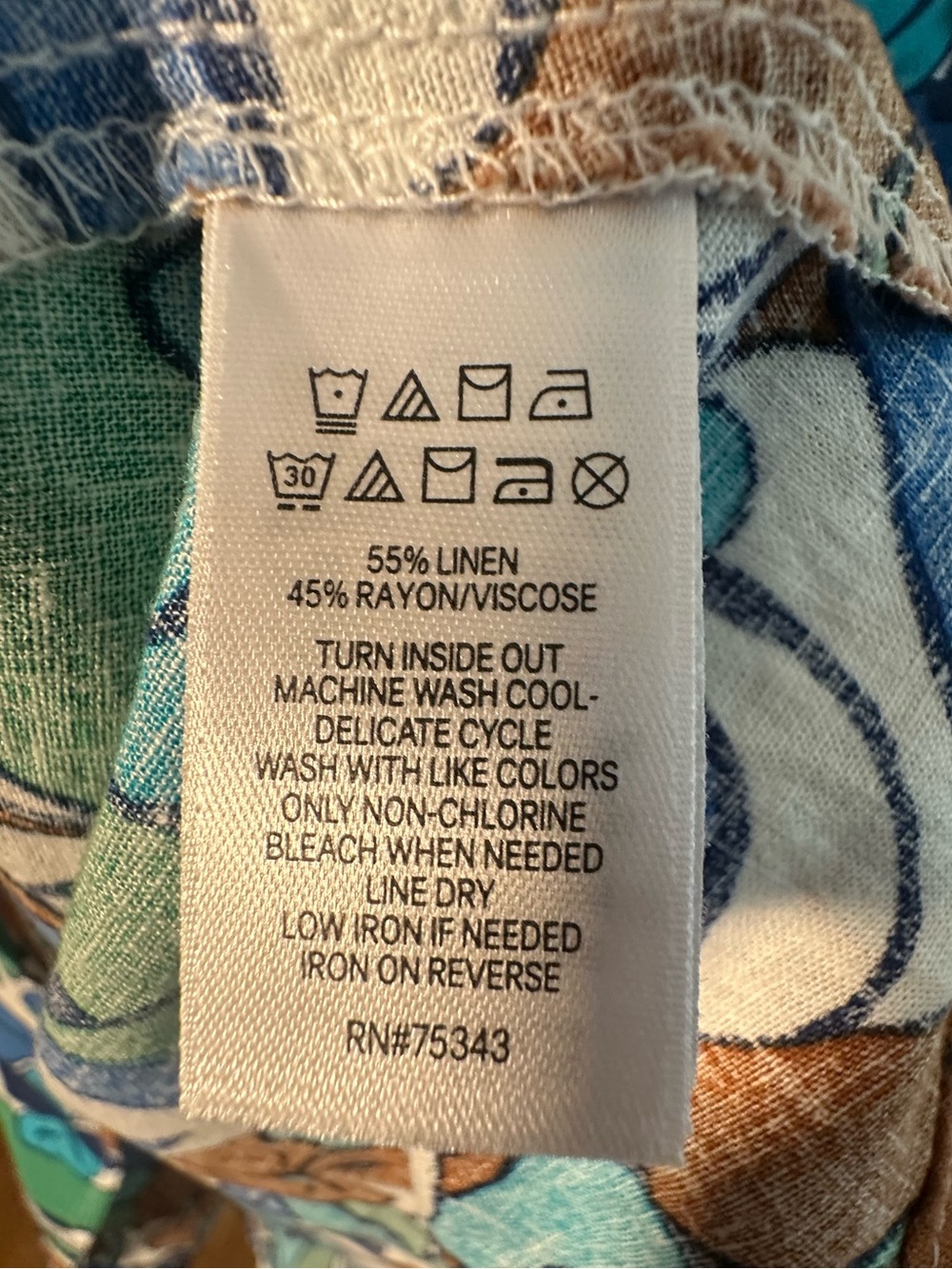 Linen Floral Dress C&C California Maxi Size S Blue Green Boho - Picture 5 of 6